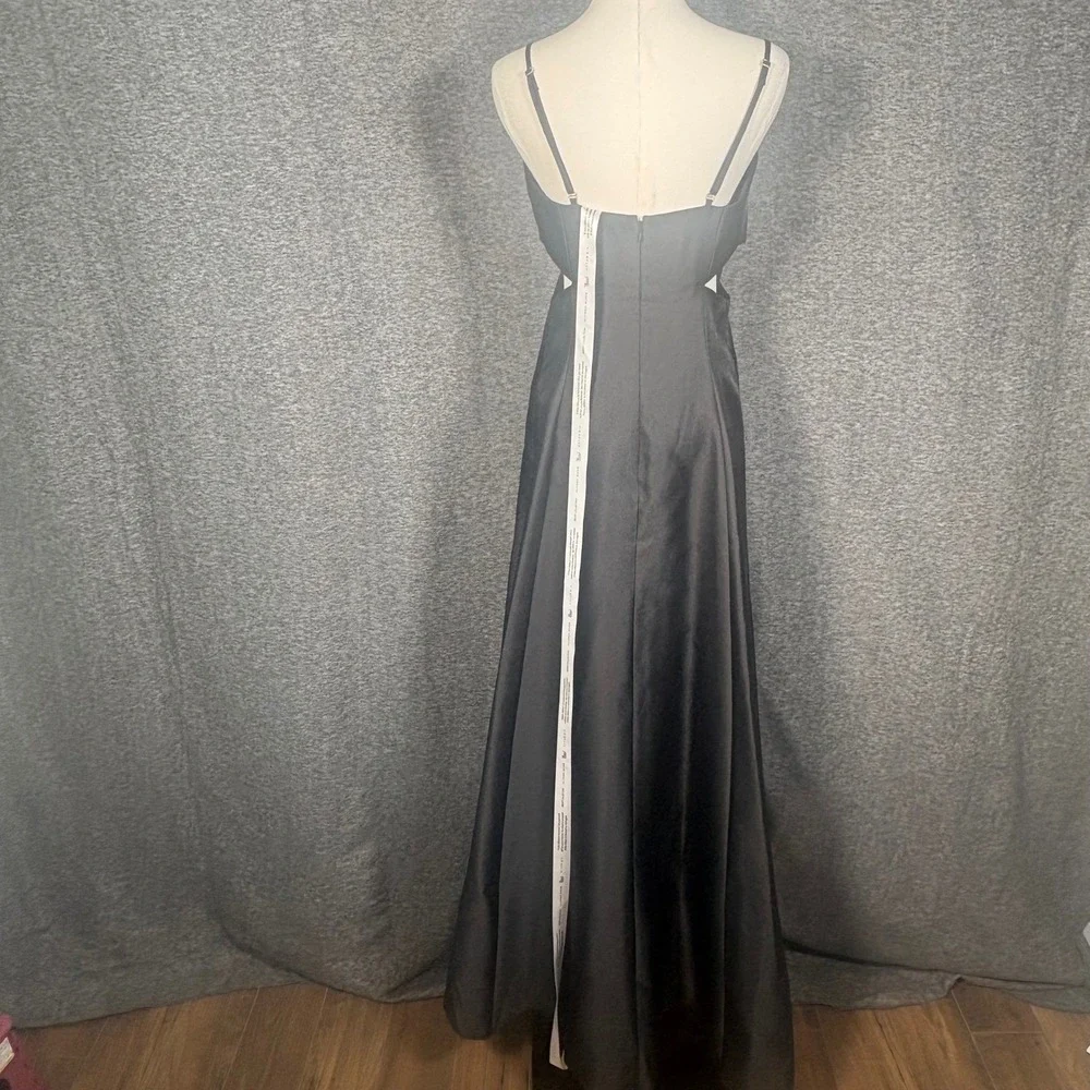 Alfred Sung Black Cutout Back Maxi Gown Formal Evening Dress Size 4 - Picture 6 of 13